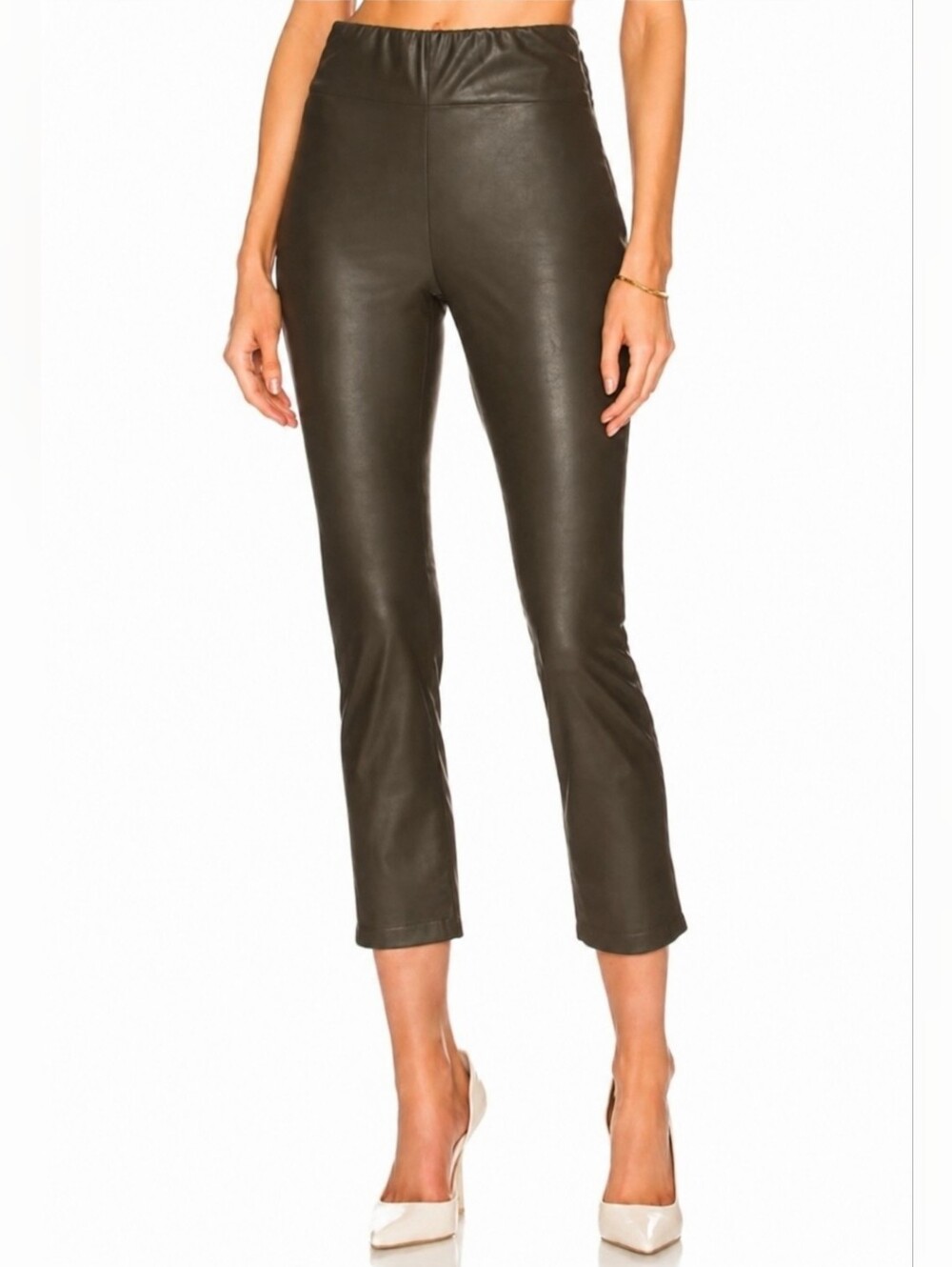 ❤️ BROCHU WALKER ITALIAN VEGAN LEATHER HIGH RISE SKINNY PANTS / LEGGINGS, BROWN